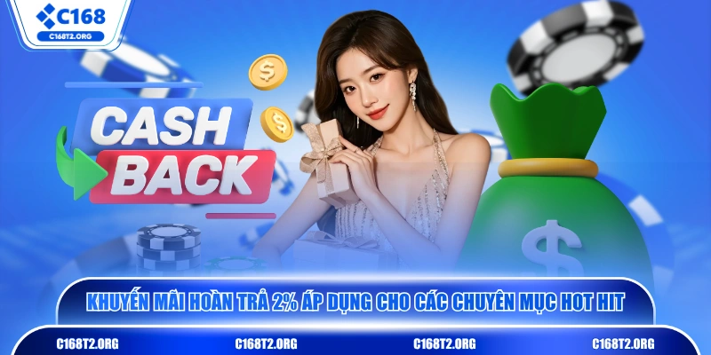 Khuyến mãi hoàn trả 2% áp dụng cho các chuyên mục hot hit